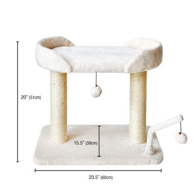 Show full view: Two By Two The Acacia 20.7-in Plush Cat Tree & Condo, Cream, Small slide 3 of 10
