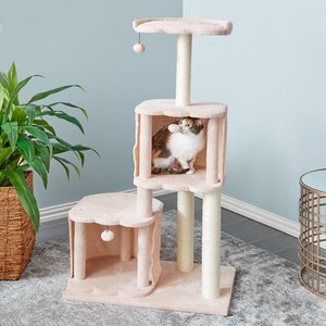 Two By Two The Ash 50.6-in Plush Cat Tree & Condo, Beige, Large