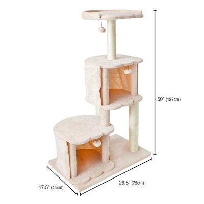 Show full view: Two By Two The Ash 50.6-in Plush Cat Tree & Condo, Beige, Large slide 3 of 10