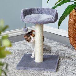 Two By Two The Basswood 20.5-in Plush Cat Tree & Condo, Grey, Small