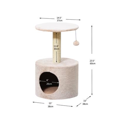 Show full view: Two By Two The Birch 23.6-in Plush Cat Tree & Condo, Beige slide 2 of 5