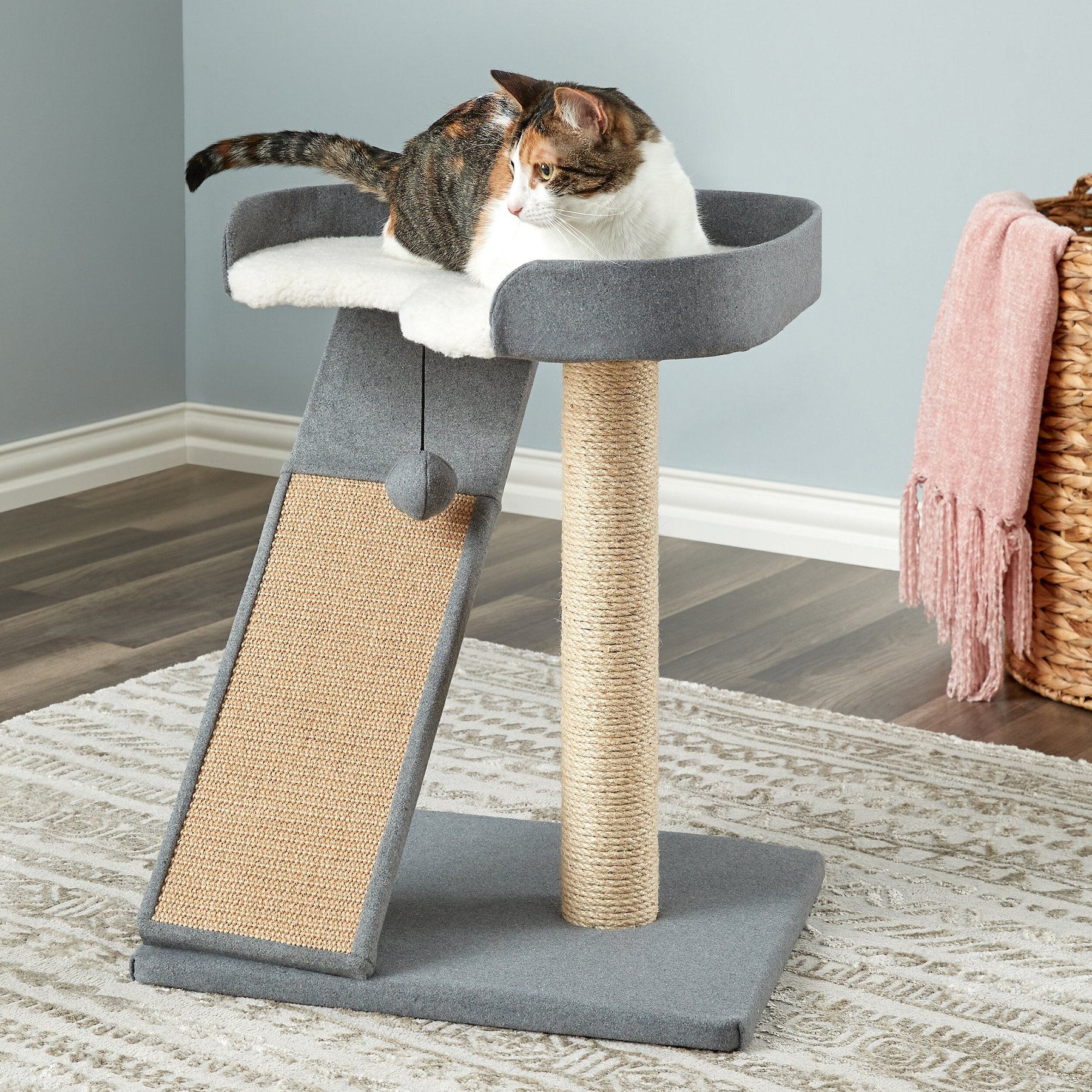 Two By Two The Bonzai Play 'N Perch 22.8-in Felt Cat Perch, Grey