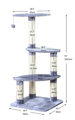 Show full view: Two By Two The Cypress 41.7-in Plush Cat Tree, Grey slide 2 of 4