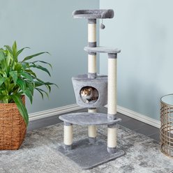 Two By Two The Douglas 54-in Plush Cat Tree & Condo, Grey, Large
