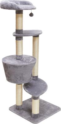 Show full view: Two By Two The Douglas 54-in Plush Cat Tree & Condo, Grey, Large slide 5 of 10