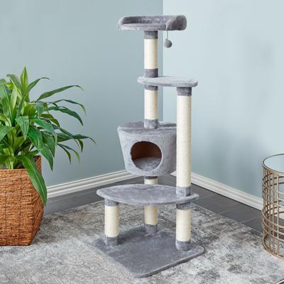 Show full view: Two By Two The Douglas 54-in Plush Cat Tree & Condo, Grey, Large slide 9 of 10
