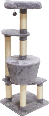 Show full view: Two By Two The Douglas 54-in Plush Cat Tree & Condo, Grey, Large slide 7 of 10