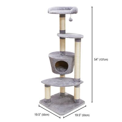 Show full view: Two By Two The Douglas 54-in Plush Cat Tree & Condo, Grey, Large slide 3 of 10