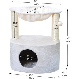 Two By Two The Holly 23.6-in Plush Cat Tree & Condo, Cream