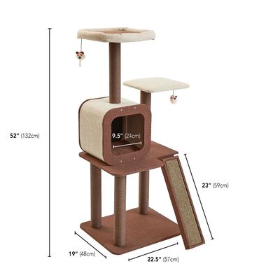 Show full view: Two By Two The Redwood 53-in Cat Tree & Condo, Beige/Brown slide 3 of 10