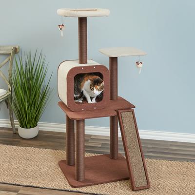 Show full view: Two By Two The Redwood 53-in Cat Tree & Condo, Beige/Brown slide 4 of 10