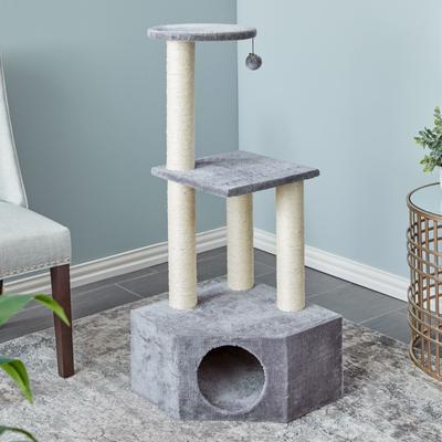 Show full view: Two By Two The Wisteria 42.9-in Plush Cat Tree & Condo, Grey, Medium slide 9 of 10