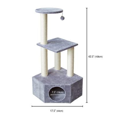 Show full view: Two By Two The Wisteria 42.9-in Plush Cat Tree & Condo, Grey, Medium slide 3 of 10