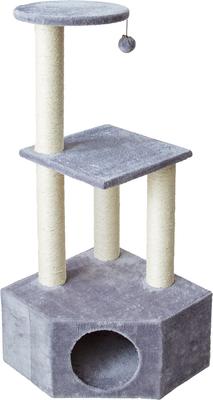 Show full view: Two By Two The Wisteria 42.9-in Plush Cat Tree & Condo, Grey, Medium slide 2 of 10