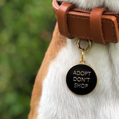 Show full view: Two Tails Pet Company Adopt Don't Shop Brass Non-Personalized Dog & Cat ID Tag, Black slide 2 of 5