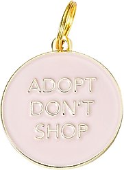 Two Tails Pet Company Adopt Don't Shop Brass Non-Personalized Dog & Cat ID Tag, Pink