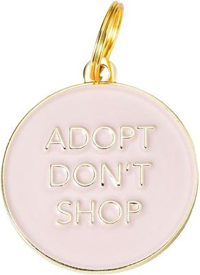 Show full view: Two Tails Pet Company Adopt Don't Shop Brass Non-Personalized Dog & Cat ID Tag, Pink slide 1 of 4