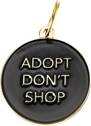 Two Tails Pet Company Adopt Don't Shop Personalized Dog & Cat ID Tag, Black
