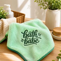 Two Tails Pet Company Bath Babe Premium Microfiber Dog Towel, Green slide 1 of 8