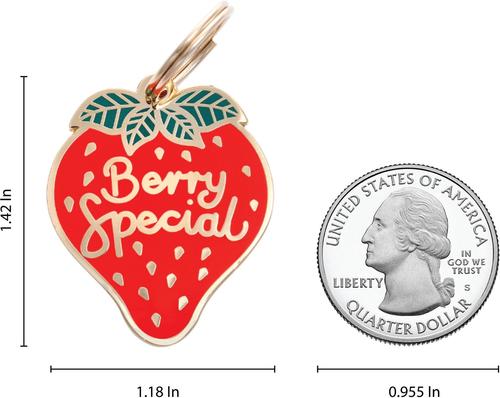 Show full view: Two Tails Pet Company Berry Special Brass Non-Personalized Dog & Cat ID Tag, Red slide 4 of 4