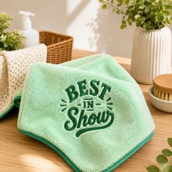 Two Tails Pet Company Best In Show Premium Microfiber Dog Towel, Green
