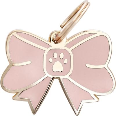 Show full view: Two Tails Pet Company Bow Brass Non-Personalized Dog & Cat ID Tag, Pink slide 1 of 4