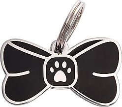 Two Tails Pet Company Bowtie Brass Non-Personalized Dog & Cat ID Tag, Black