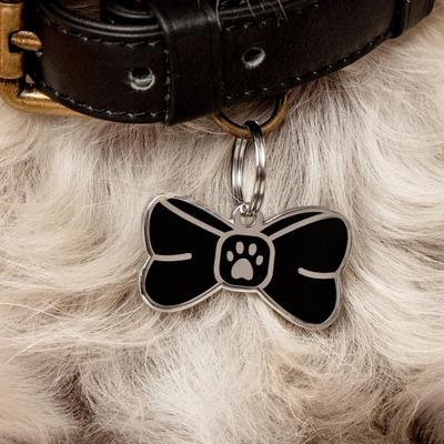 Show full view: Two Tails Pet Company Bowtie Brass Non-Personalized Dog & Cat ID Tag, Black slide 2 of 4