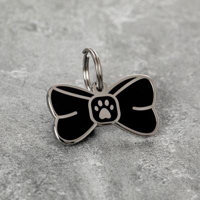 Show full view: Two Tails Pet Company Bowtie Brass Non-Personalized Dog & Cat ID Tag, Black slide 3 of 4