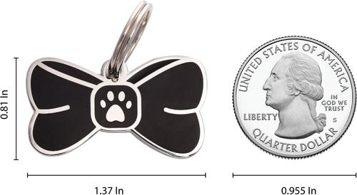 Show full view: Two Tails Pet Company Bowtie Brass Non-Personalized Dog & Cat ID Tag, Black slide 4 of 4