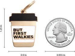 Two Tails Pet Company But First Walkies Brass Non-Personalized Dog & Cat ID Tag, White slide 2 of 4