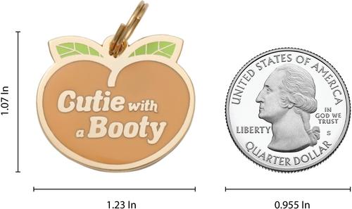 Show full view: Two Tails Pet Company Cutie with a Booty Brass Non-Personalized Dog & Cat ID Tag, Peach slide 5 of 5