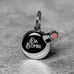 Two Tails Pet Company Da Bomb! Brass Non-Personalized Dog & Cat ID Tag, Black slide 2 of 4