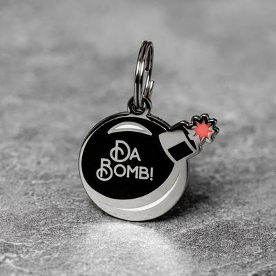 Show full view: Two Tails Pet Company Da Bomb! Brass Non-Personalized Dog & Cat ID Tag, Black slide 4 of 5