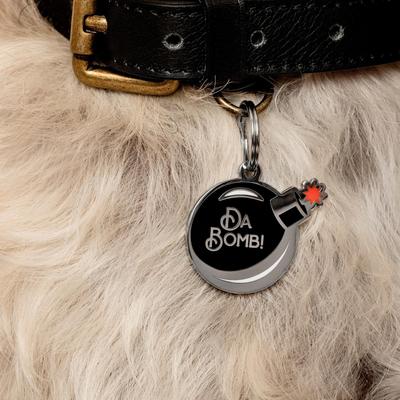 Show full view: Two Tails Pet Company Da Bomb! Brass Non-Personalized Dog & Cat ID Tag, Black slide 3 of 5