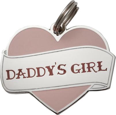 Show full view: Two Tails Pet Company Daddy's Girl Brass Non-Personalized Dog & Cat ID Tag, Pink slide 1 of 4