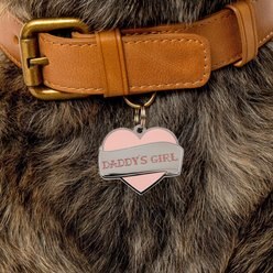 Two Tails Pet Company Daddy's Girl Brass Non-Personalized Dog & Cat ID Tag, Pink slide 2 of 4