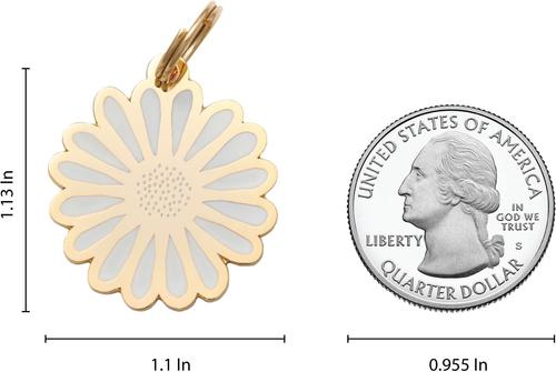 Show full view: Two Tails Pet Company Daisy Brass Non-Personalized Dog & Cat ID Tag, White slide 6 of 6