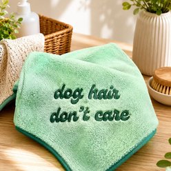 Two Tails Pet Company Dog Hair Don't Care Premium Microfiber Dog Towel, Green