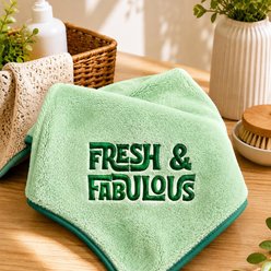 Two Tails Pet Company Fresh & Fabulous Premium Microfiber Dog Towel, Green