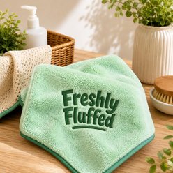 Two Tails Pet Company Freshly Fluffed Premium Microfiber Dog Towel, Green