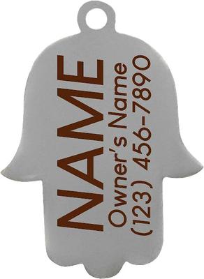 Show full view: Two Tails Pet Company Hamsa Personalized Dog ID Tag, Black & Silver slide 2 of 4