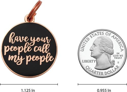 Show full view: Two Tails Pet Company Have Your People Call My People Brass Non-Personalized Dog & Cat ID Tag, Rose Gold/Navy slide 4 of 4