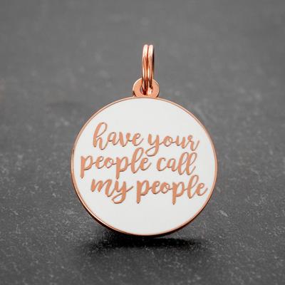 Show full view: Two Tails Pet Company Have Your People Call My People Brass Non-Personalized Dog & Cat ID Tag, Rose Gold/White slide 6 of 7