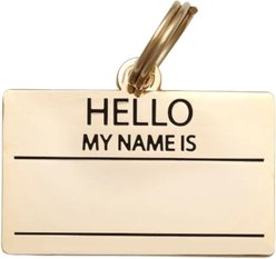Two Tails Pet Company Hello My Name Is Brass Non-Personalized Dog & Cat ID Tag, Gold