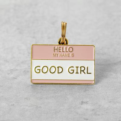 Show full view: Two Tails Pet Company Hello My Name Is Good Girl Brass Non-Personalized Dog & Cat ID Tag, Pink slide 6 of 7