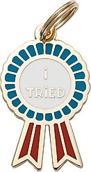 Two Tails Pet Company I Tried Brass Non-Personalized Dog & Cat ID Tag, Blue
