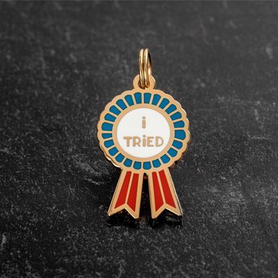 Show full view: Two Tails Pet Company I Tried Brass Non-Personalized Dog & Cat ID Tag, Blue slide 4 of 5