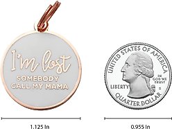 Two Tails Pet Company I'm Lost Somebody Call My Mama Brass Non-Personalized Dog & Cat ID Tag, Rose Gold/White slide 2 of 4