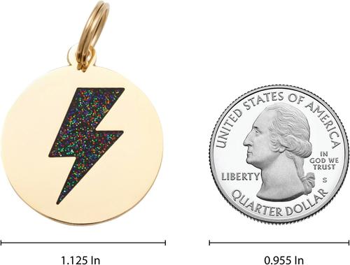 Show full view: Two Tails Pet Company Lightning Bolt Brass Non-Personalized Dog & Cat ID Tag, Gold/Black slide 5 of 5